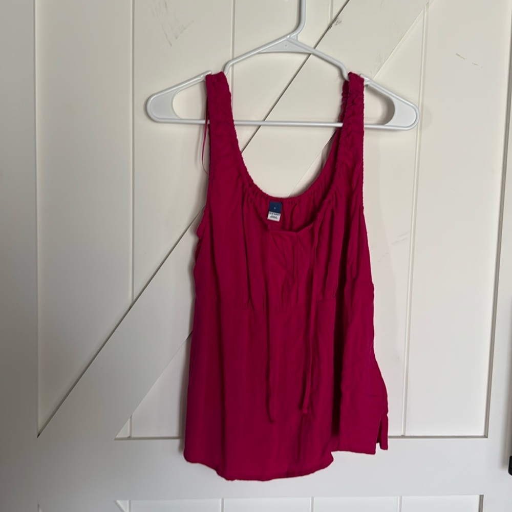 Old Navy Pink Ruched Tie Front Tank Top